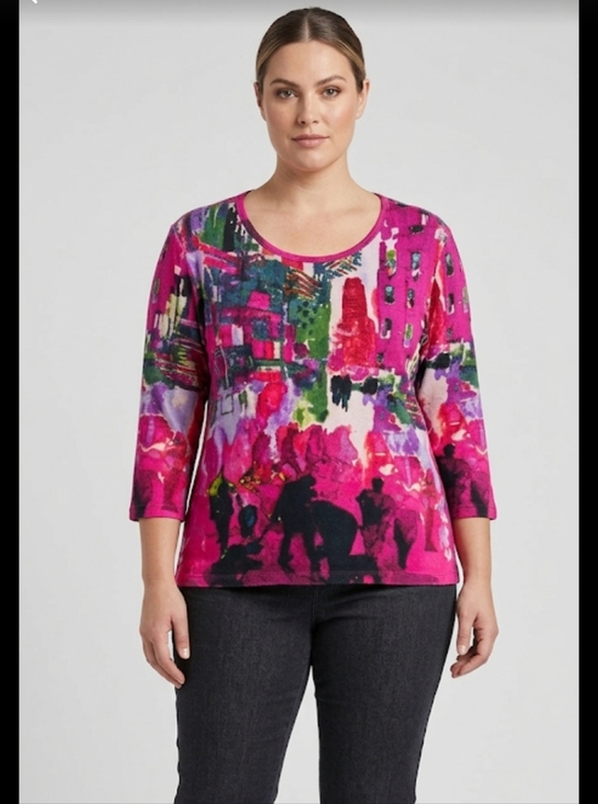 Orientique Tops - Orientique Naturally Austrailian Blouse Art City Size XL 3/4 Sleeve Cotton